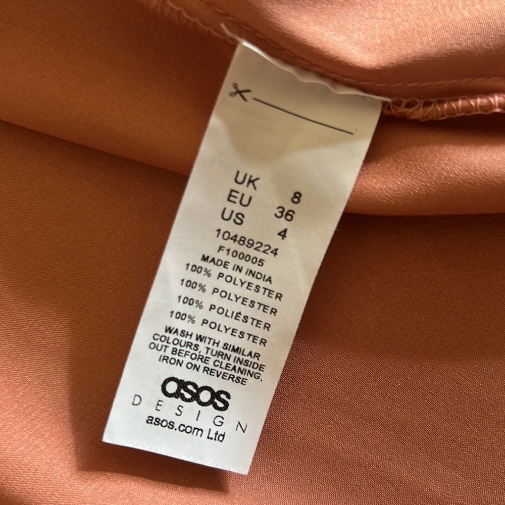 ASOS DESIGN satin tiered trapeze midi smock dress in dusky pink
 Size 4 NWOT. - Picture 10 of 11